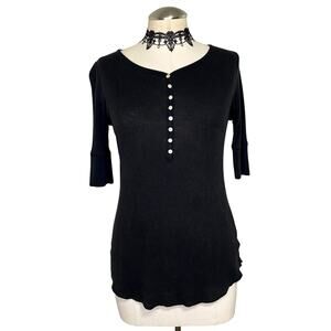 Vtg Y2k GAP Grunge Burnout Preppy Waffle Knit Half Button Thermal